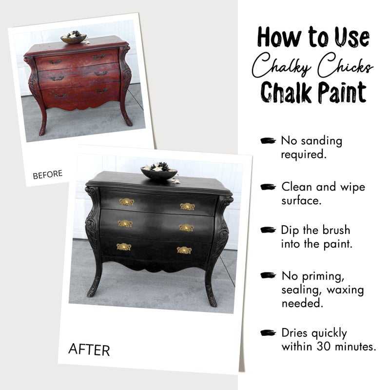 Chalky Chicks All-in-One Chalk Paint for Furniture or Cabinet - 16Fl Oz - Matte Finish Midnight (Peacock Blue) for Metal, Wood Furniture Paint - No Sanding All-in-One for Home Decor & Crafts, USA Made - Image 5
